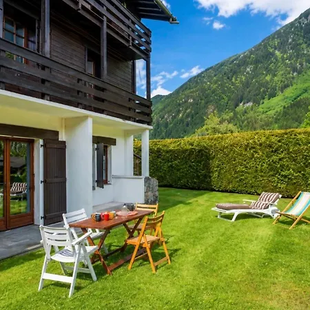 Family With A Garden Overlooking Mont Blanc Chamonix